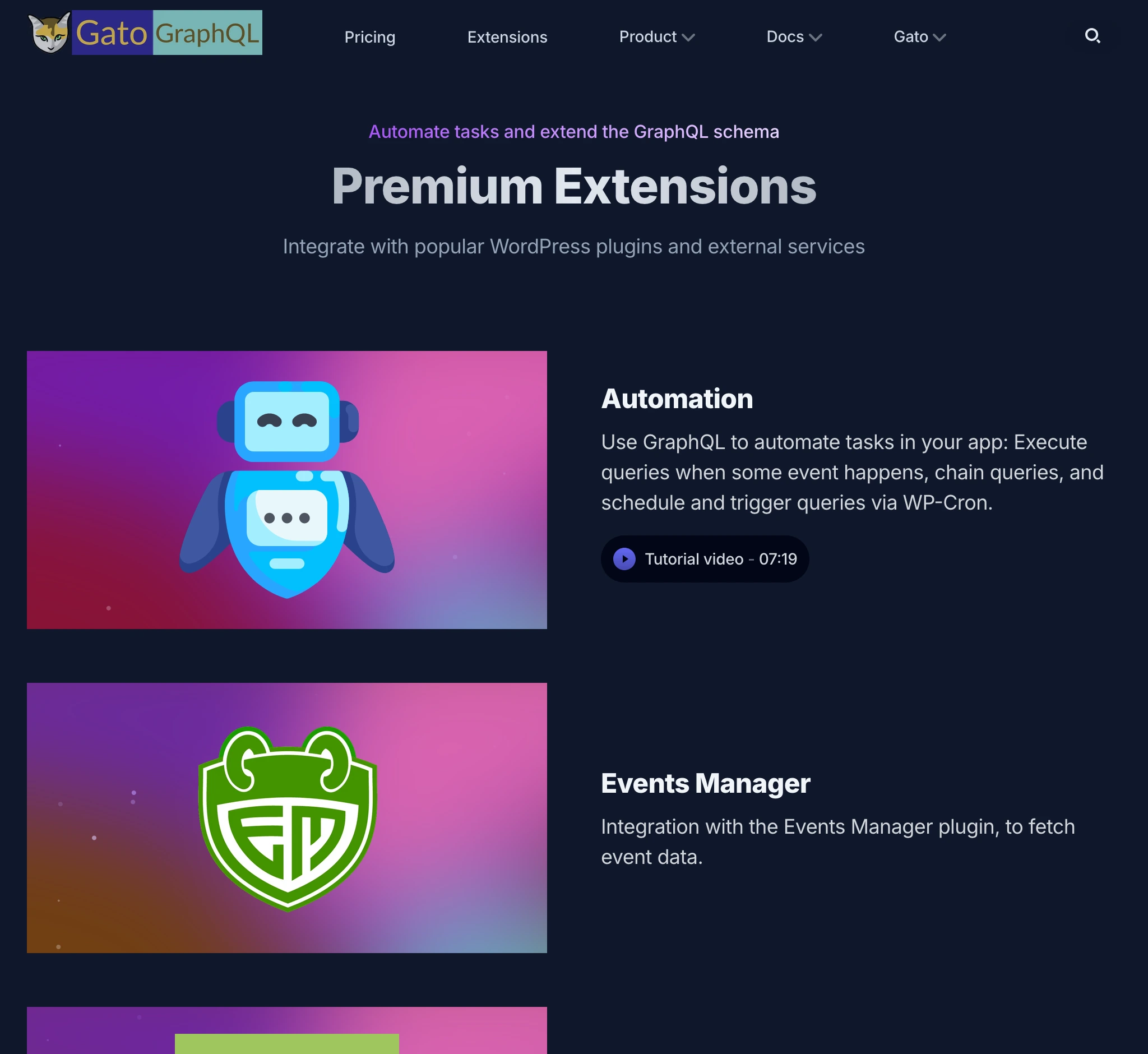 Bagian ekstensi di gatographql.com